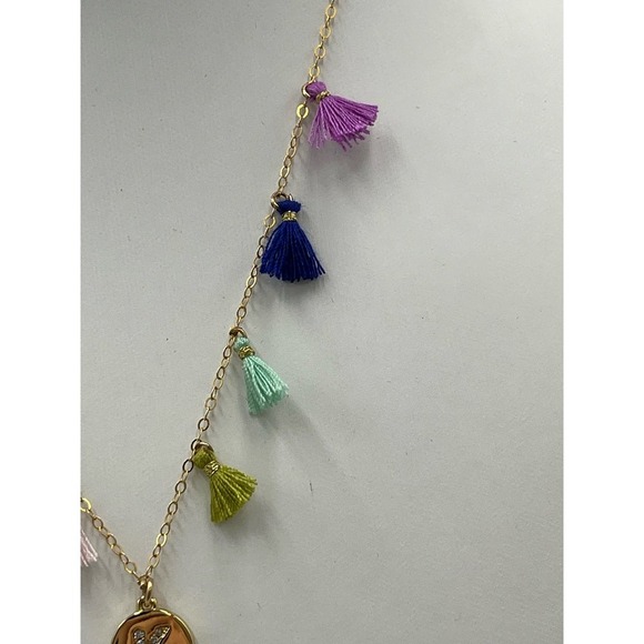 Molly Phillips Multicolor Fringe‎ Tassel Initial K Gold Tone Necklace - Picture 7 of 15